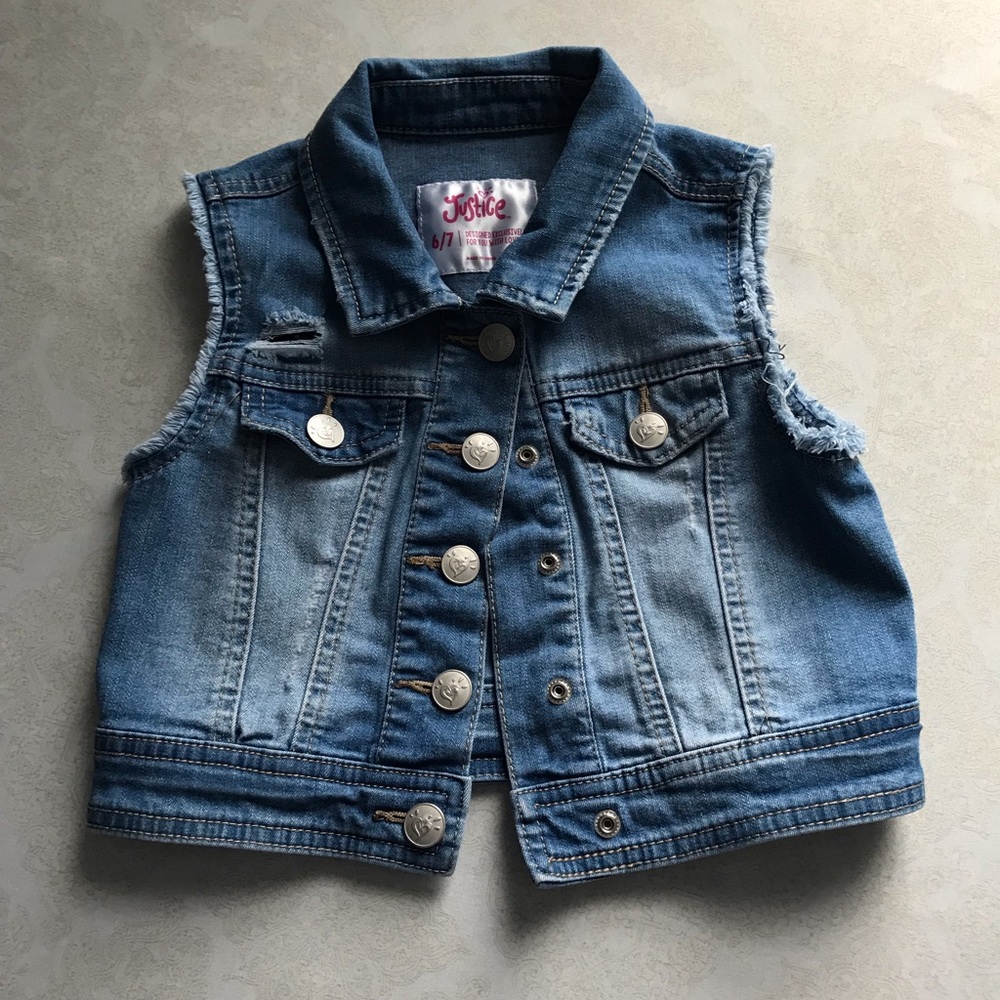 Justice denim vest girls size 6